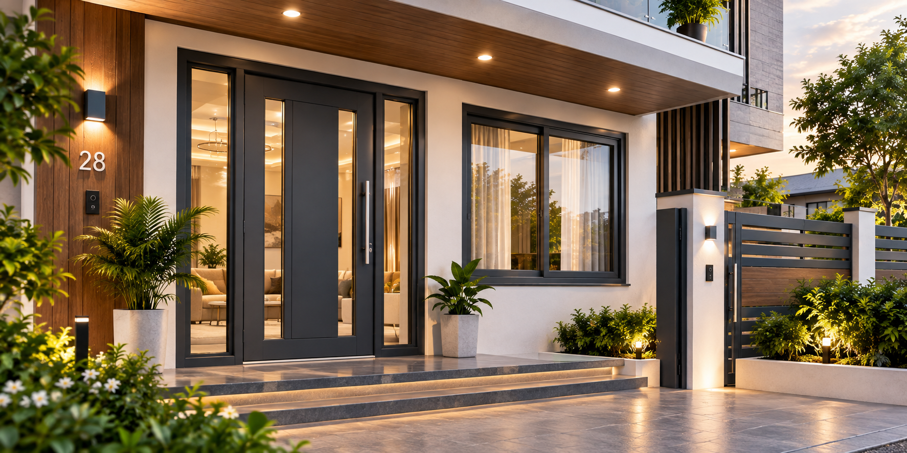Warm Sunset Living Room uPVC Patio Doors